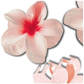 Agrafă de păr cu flori de plumeria cu falcă roz