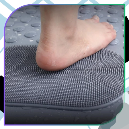 Covoraș de duș antiderapant pentru baie 69x36 cm, cu masaj, gri