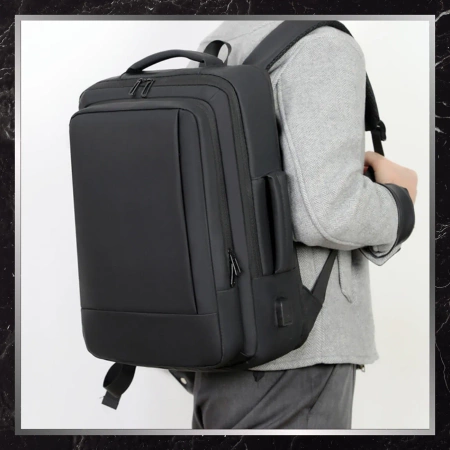 Rucsac de călătorie negru pentru bagaj de mână pentru avion, cabină de afaceri USB