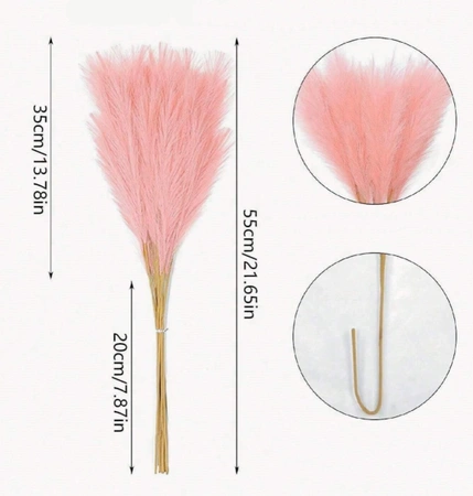 Stuf artificial pampas grass decorative 10pcs roz