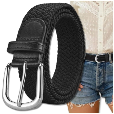 Curea elastică pentru bărbați împletită damă pentru pantaloni negru puternic