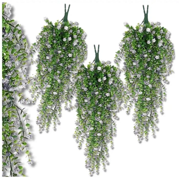 Flori artificiale decorative suspendate, 3 buc, albe cataratoare