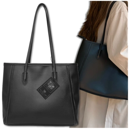 BAD&BAGS geanta shopper din piele de dama clasica neagra