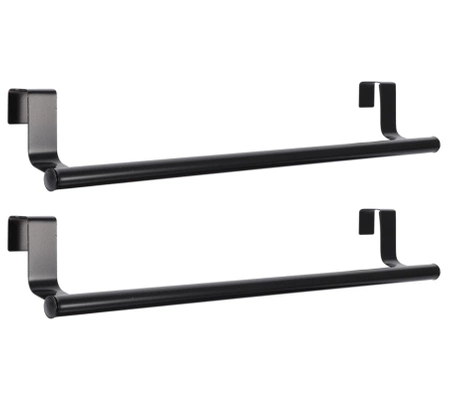 Hangers 2pc negru pentru bucătărie dulap ușă baie prosop feroviar