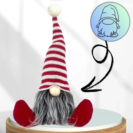 Spiriduș de Crăciun Moș Crăciun 28 cm stând pitic roșu