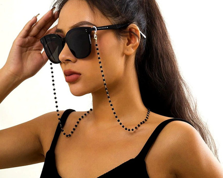Lant elegant pentru ochelari, margele coral negru
