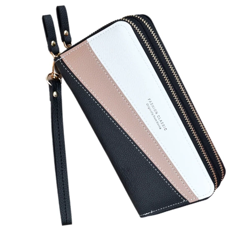 Portofel de dama din piele ecologica cu fermoar dublu elegant