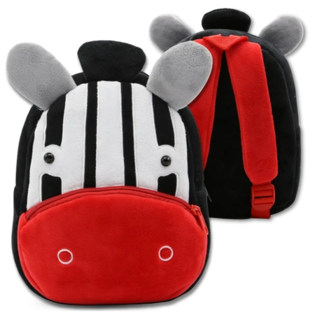 Ghiozdan de pluș pentru copii, pentru preșcolari, cu fermoar ZEBRA