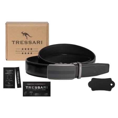 Curea pantaloni automata neagra barbati, piele naturala TRESSARI, 125 cm