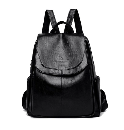 Rucsac elegant din piele de dama, mare, retro, negru