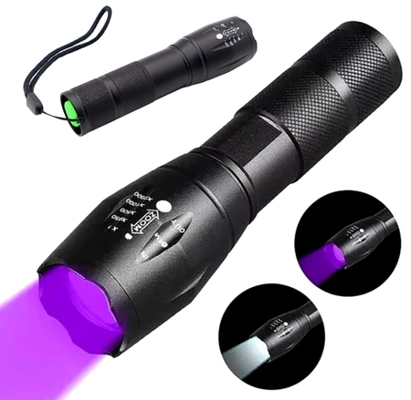 Mini lanterna 2in1 detector UV detector aluminiu rezistent la apa