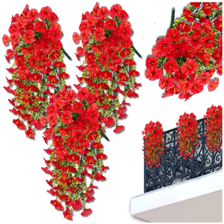 Agățat flori decorative ghirlanda artificială 3 buc roșii