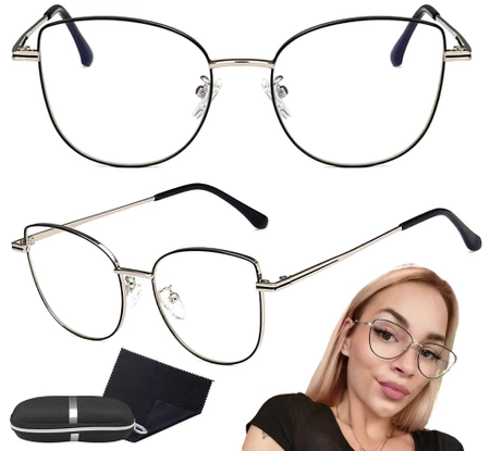 Ochelari de culoare argintii, eleganti cat-eye cu antireflex