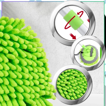 Perie pentru spălarea mașinii cu mâner telescopic și cap rotativ.