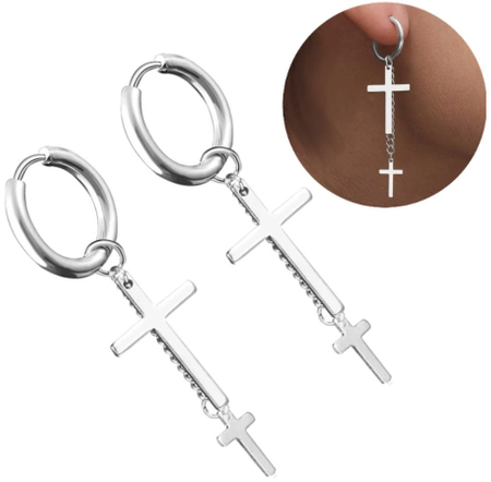 Cercei cruce de argint, otel chirurgical, eleganti, agatatori