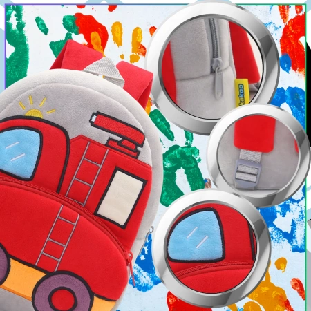 Rucsac de pluș pentru copii, pentru preșcolari, cu fermoar GUARD