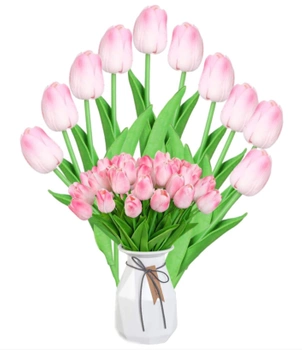 Buchet artificial de lalele roz 10pcs flori decorative