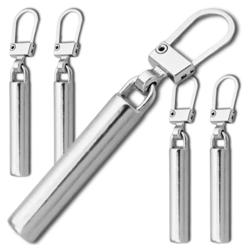 Set de 5 pandantive din metal argintiu pentru glisoare cu fermoar