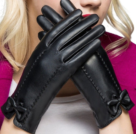 Manusi de dama piele touch, negre, elegante, calduroase