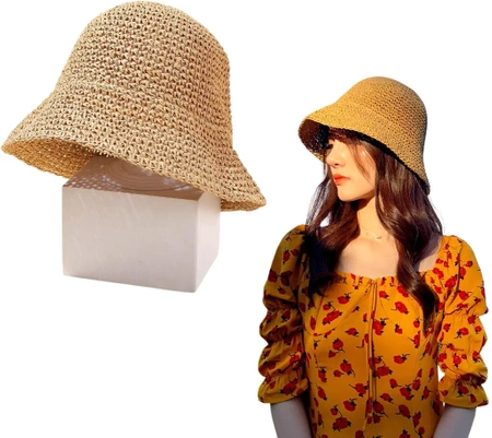 PĂLĂRIE DE PESCUIT CU GALEȚĂ Pălărie de paie și șapcă de plajă pentru femei