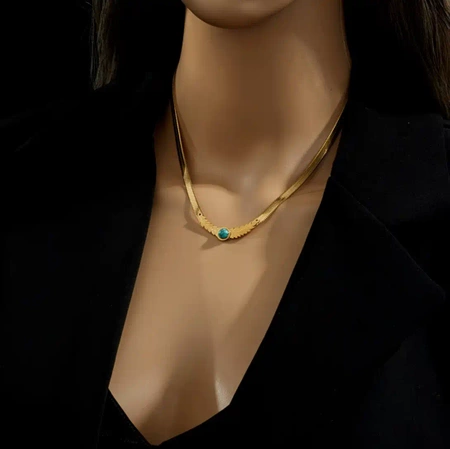 Colier de șarpe de aur, oțel chirurgical, ochi de aripă