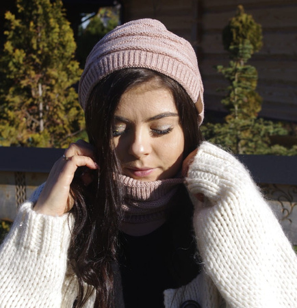 Set căciulă termopan + eșarfă tunel de damă