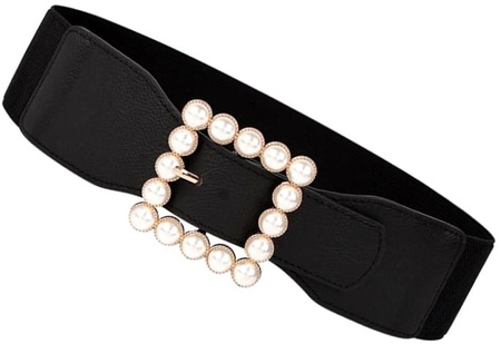 Curea elastică lată de cauciuc cu perle
