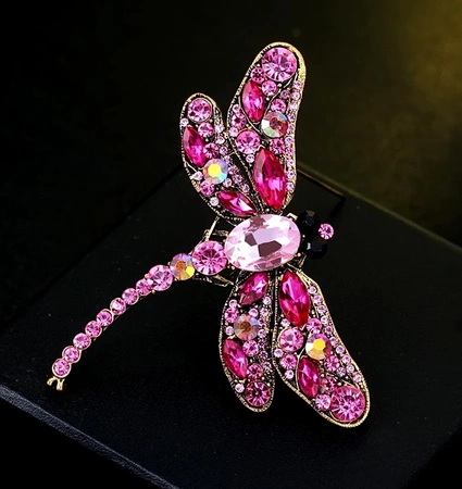 Brosa cu ace de zirconi insecta retro DRAGONFLY boho