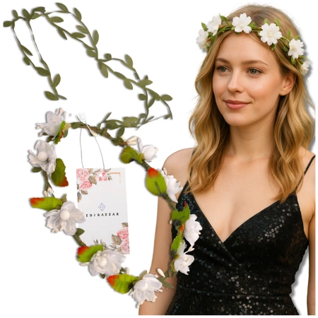Coroană albă Bentita pentru împărtășanie Flori Trandafiri Stil Boho