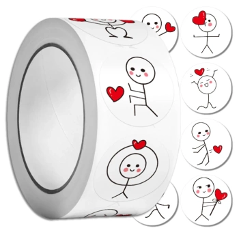 Autocolante pe rola 500 buc. DIY inima om pentru copii colorat