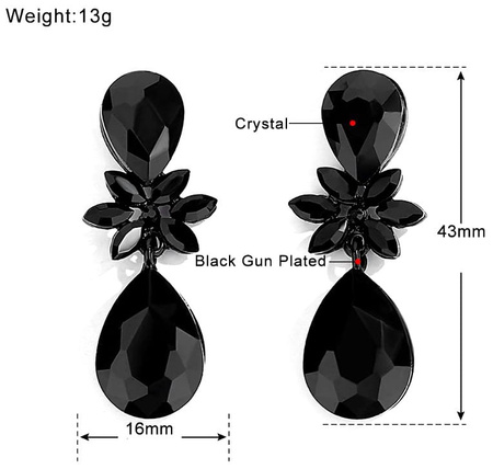 Cercei negri Cristale elegante de zircon bogat