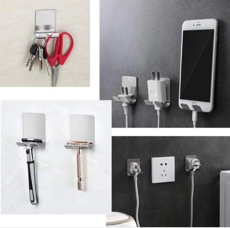 Set cârlig de baie 3pc argint autoadeziv