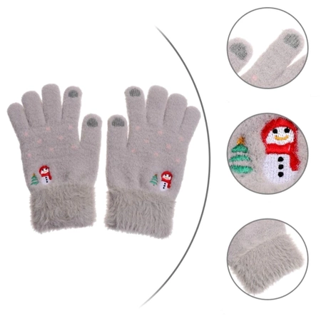 Mănuși calde de iarnă pentru femei, brodate cu model de Crăciun