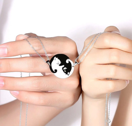 BEST FRIENDS colier din oțel chirurgical pentru cupluri Cat Cats