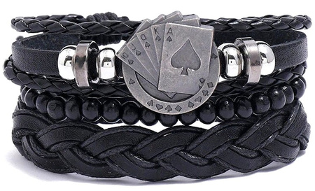 Set punk bratara piele, rock negru