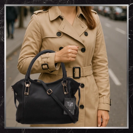Geanta shopper dama neagra BAD&BAGS geanta de umar din piele ecologica