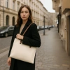 BAD&BAGS geanta de dama din piele clasic crem lacuita shopper