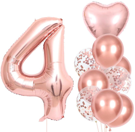 Set de 10 baloane roz pentru a patra aniversare