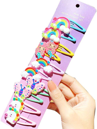 Set de agrafe de par colorate pentru copii, 10 bucati