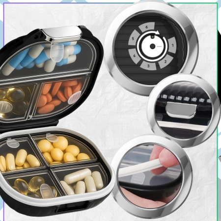 Organizator pentru medicamente, cutie, casetă, 7 zile, negru elegant