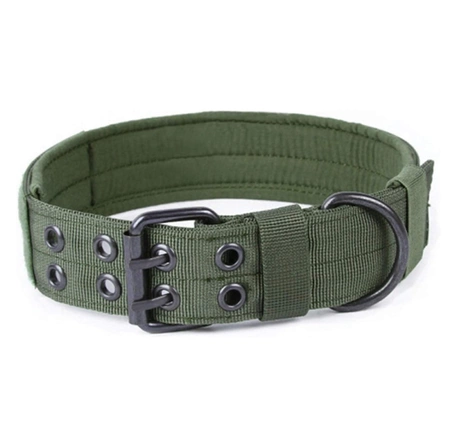 Tactic guler de câine verde reglabil dublu rând XL guler de câine