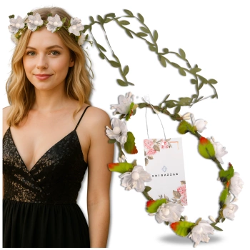 Coroană albă Bentita pentru împărtășanie Flori Trandafiri Stil Boho