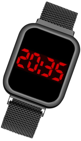 Ceas LED unisex, curea metalica cu magnet
