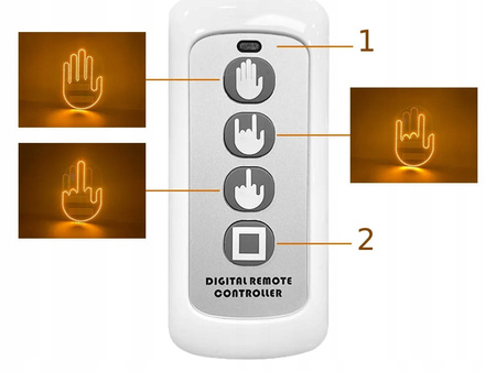 Mână cu LED-uri pentru mașină, gesturi de semnal, degetul mijlociu