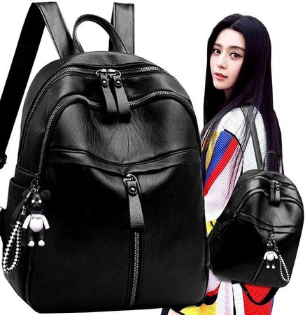 Rucsac retro dama elegant negru din piele