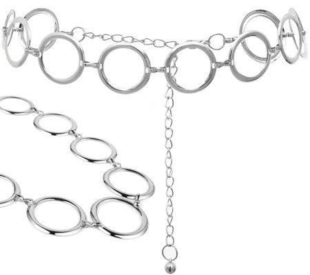 Curea de talie argintie Lant metalic cu ochiuri