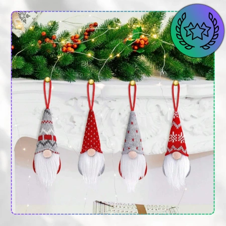 Gnom de Crăciun Moș Crăciun 15 cm Set de agățat Gnome de 4