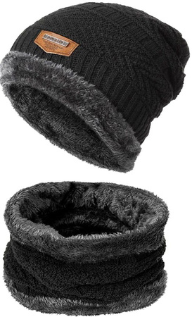 Set barbati: palarie + tunel izolat, negru
