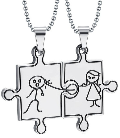 Set 2 coliere pentru un cuplu Puzzle Oțel chirurgical