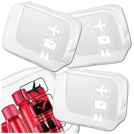 Set organizator transparent pentru geanta cosmetica valiza 3 piese alb